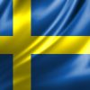 Grunge colorful background,Flag of sweden. Close up, fluttering downwind