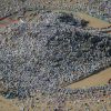 An aerial view shows Muslim pilgrims gathering on Mount Arafat, also known as Jabal al-Rahma (Mount of Mercy), southeast of the Saudi holy city of Mecca, on Arafat Day which is the climax of the Hajj pilgrimage on August 31, 2017.
Arafat is the site where Muslims believe the Prophet Mohammed gave his last sermon about 14 centuries ago after leading his followers on the pilgrimage. / AFP PHOTO / KARIM SAHIB